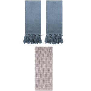 REGALWOVEN 3 Packs Cotton Soft Absorbent Tassels and Waffle Decorative Hand Towel - 1 of 4