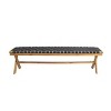 Rustic Acacia Wood Bench with Handwoven Rope Seat and Sturdy X-Frame for Outdoor Spaces -3irtyhousy - 4 of 4