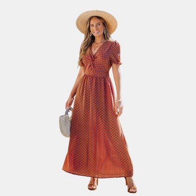 Women's Boho Chic Polka Dot Maxi Dress - Cupshe