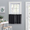 Ellis Stacey Solid Color Window 1.5" Rod Pocket High Quality Fabric Tailored Tier Pair, Black - 2 of 4