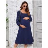 Clearlove Expecting Mothers' Square Neck Long Sleeve Maternity Dress Stretchy Comfort with Flattering Silhouette - 2 of 4