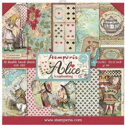 Stamperia Double-Sided Paper Pad 12"X12" 10/Pkg-Alice In Wonderland, 10 Designs/1 Each
