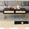 Homhougo Rattan Coffee Table with 2 Drawer 45.6'' Wood Coffee Table with Storage Boho Dining Table with Rattan Drawer - 4 of 4