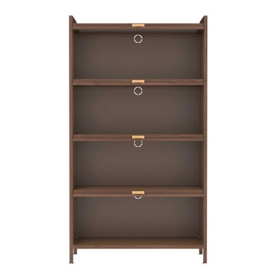 AENKYO 44" Tall Metal Storage Cabinet with 3 Flip Doors, 3-Tier Steel Organizer with Ample Storage, Easy to Assemble - Walnut Finish Cabinet