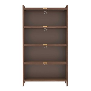 AENKYO 44" Tall Metal Storage Cabinet with 3 Flip Doors, 3-Tier Steel Organizer with Ample Storage, Easy to Assemble - Walnut Finish Cabinet - 1 of 4