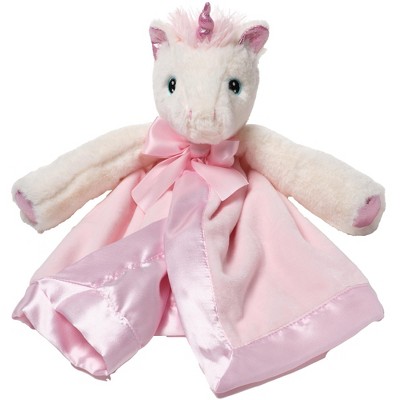 Bearington Baby Dreamer Snuggler, 15 Inch White and Pink Unicorn Plush Stuffed Animal Security Blanket Lovey for Babies