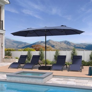 PURPLE LEAF 14ft Patio Market Umbrella and Base Double-Sided Rectangle Outdoor Table Sun Umbrellas with Crank - 1 of 1