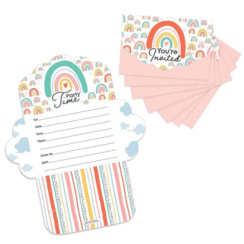 Big Dot of Happiness Hello Rainbow - Fill-In Cards - Boho Baby Shower and Birthday Party Fold and Send Invitations - Set of 8, 1 of 9
