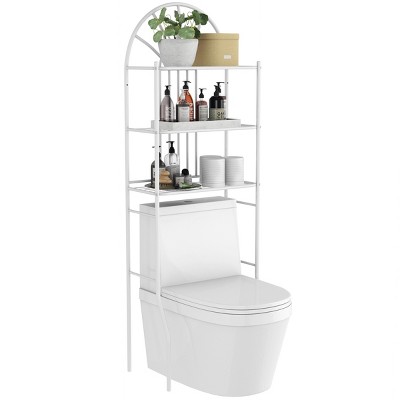 Tangkula Bathroom 3-Tier Metal Storage Rack Over the Toilet Space Saver White
