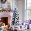 LuxenHome 5Ft Multicolored Pre-Lit Flocked Artificial Tree Potted Green - 2 of 4
