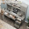67"H Executive Desk with Hutch, Wood Workstation with 5 Drawers, Storage Cabinet & Charging Station - 3 of 4