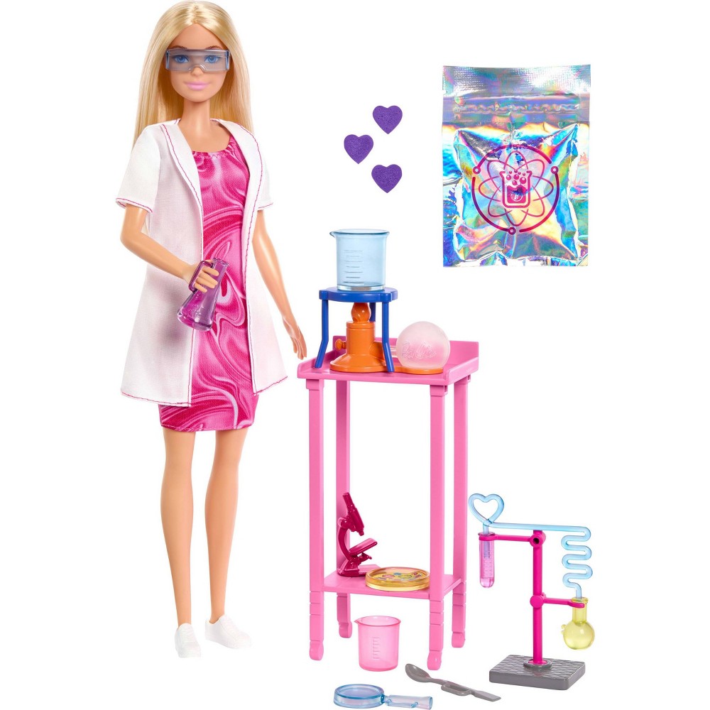 Barbie Scientist Blonde 11" Fashion Doll, Lab Table and Color-Change Accessories