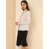 Allegra K Women's Printed Long Sleeve Piped Button Down Office Shirt - 4 of 4