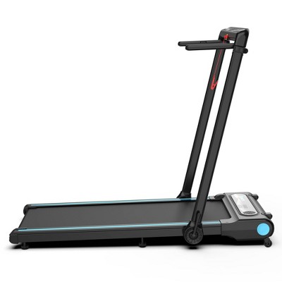 Ksports 3 in 1 Pro Electric Folding Treadmill Home Gym Cardio Strength Training Workout Set with Ab Mat, Sit Up Strap, Navy