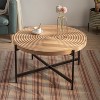 1 PC/2 PCS Modern Thread Design Round Coffee Table, MDF Table Top with Cross Legs Metal Base 4M - ModernLuxe - 2 of 4
