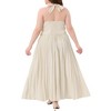 Agnes Orinda Women's Plus Size 2 Piece Halter Backless Top with Button Down Pleated Maxi Skirt Elegant Set Suit - 4 of 4