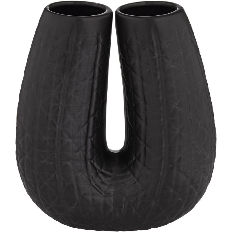 Studio 55D Umbrage Matte Black 12 1/2" High U-Shaped Decorative Vase, 1 of 10