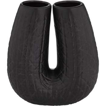 Studio 55D Umbrage Matte Black 12 1/2" High U-Shaped Decorative Vase