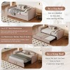 Twin to King Size Daybed with Extended Pop Up Trundle, Upholstered Sofa Bed Daybed, Space-Saving, Pink/Gray/Beige-ModernLuxe - 3 of 4