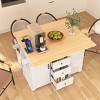 Rolling Kitchen Island On Wheels With Power Outlet And 3 Drawers,Kitchen Cart With 2 Drop Leaf,Spice And Towel Rack -Maison Boucle - 3 of 4