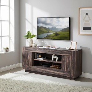 70" Modern TV Stand, Entertainment Center for TVs Up to 80", Media Console with Open Storage & Side Cabinets, Thick Wood TV Consoles - 1 of 4