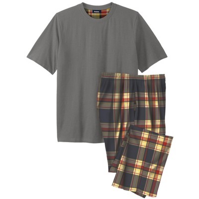 Kingsize Men's Big & Tall Jersey Knit Plaid Pajama Set - Big - 2xl