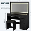 Makeup Vanity Desk with LED Lighted Mirror, Extra Large Storage， Makeup Vanities Table with 2 Drawers, Stool for Bedroom - 3 of 4