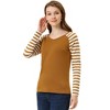INSPIRE CHIC Women's Striped V Neck Long Raglan Sleeve T-Shirts - 3 of 4