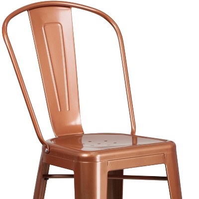 Copper Elegance 30" Metal Indoor-Outdoor Barstool with Ergonomic Back