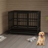 Large Heavy Duty Dog Crate, Metal Dog Cage Kennel Portable Crate Indoor/Outdoor with Double Door Lockable Wheels - 3 of 4