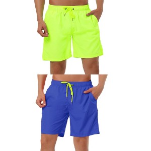 Lars Amadeus Men's Drawstring Waist Surfing Solid Color Swimwear Beach Board Shorts 2 Packs - 1 of 4