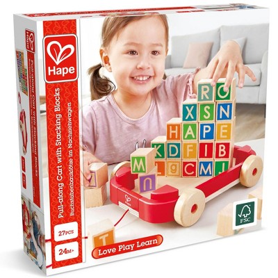 Play Essentials: Pull Along: Cart w/ Stacking Blocks