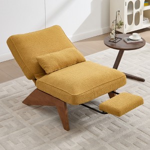 MOONMISS Comfortable Circle Velvet Adjustable Accent Chair and Footrest Set, Thick-Padded Lounge Chair For living room - 1 of 4