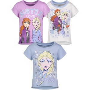 Disney Frozen Princess Anna Elsa Girls 3 Pack T-Shirts Toddler - 1 of 4