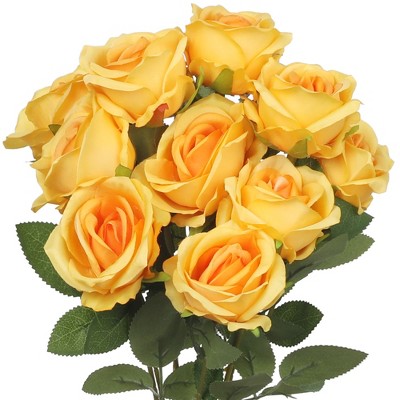 REGALWOVEN Silk Realistic Long Stem Faux Artificial Rose Flowers 20.4" 10 Pcs