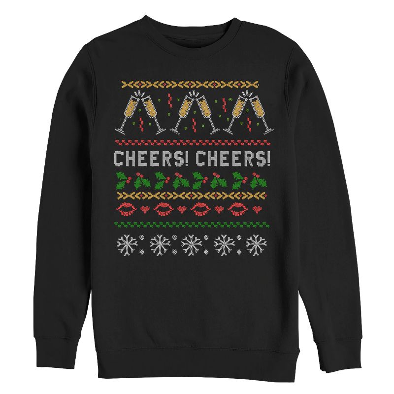 Women's CHIN UP Ugly Christmas Cheers Sweatshirt, 1 of 4