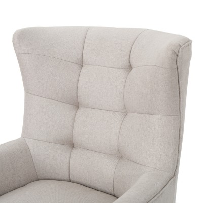 Temescal Wheat Polyester Mid-Century Club Chair with Natural Rubberwood Legs