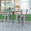 Emma and Oliver Indoor/Outdoor Bar Top Table, 31.5" Square All Weather Poly Resin Top with Steel base - 2 of 4