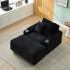 VASIP Green Corduroy Single Sofa with 1 Pillow and 2 Throw Pillows,  Footstool Convertible Storage Space ,for Small Space,Bedroom,Living Room - 3 of 4