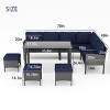 7 Piece Small Space Patio Conversation Set with Glass Top Table and Cushions for Balcony, Terrace, or Backyard-Maison Boucle - 4 of 4