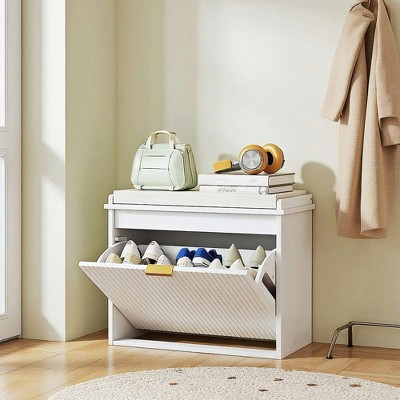 Resenkos Shoe Storage Bench - Padded Seat, Flip-Drawer, Entryway Shoe Cabinet, 24.4x10.2x18.7 Inches,