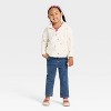 Toddler Girls' Floral Faux Shearling Jacket - Cat & Jack™ Cream - 3 of 3
