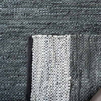 Mod-Chic Gray and Silver Handmade Leather 5' x 8' Area Rug