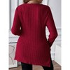 Women's Plus Size Square Neck Ribbed Top Slim Fit Long Sleeve Knit Shirt with Side Slits - 3 of 3