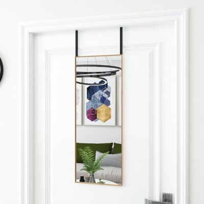 vidaXL Door Mirror Gold 11.8 in.x31.5 in. Glass and Aluminum