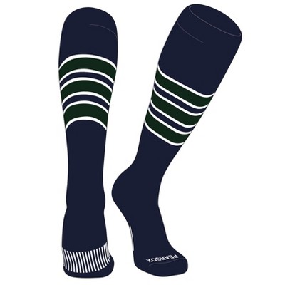 PEAR SOX Striped OTC Baseball, Softball, Football Socks (C) Dk Navy, White, Forest Green