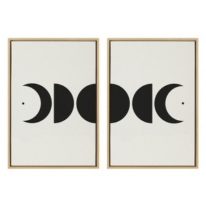 Kate and Laurel Sylvie Modern Geometric Moon Phases Framed Canvas Set by The Creative Bunch Studio, 2 Piece 23x33, Natural - 1 of 4