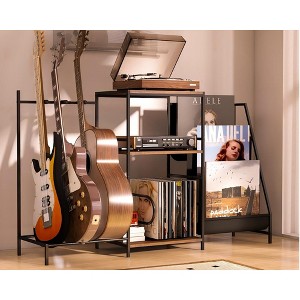 MOEPISY  3-in-1 Adjustable Multi-Guitar Stand & Record Player Stand with Storage Shelf for Acoustic/Electric Guitars & Bass - 1 of 4