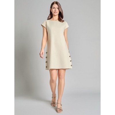 Short Sleeve Side Button Swing Dress