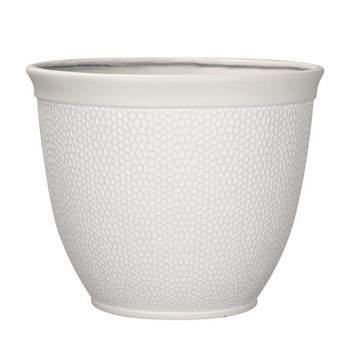 L&G Solutions 13 in. H X 16 in. D Polyresin Shea Planter White